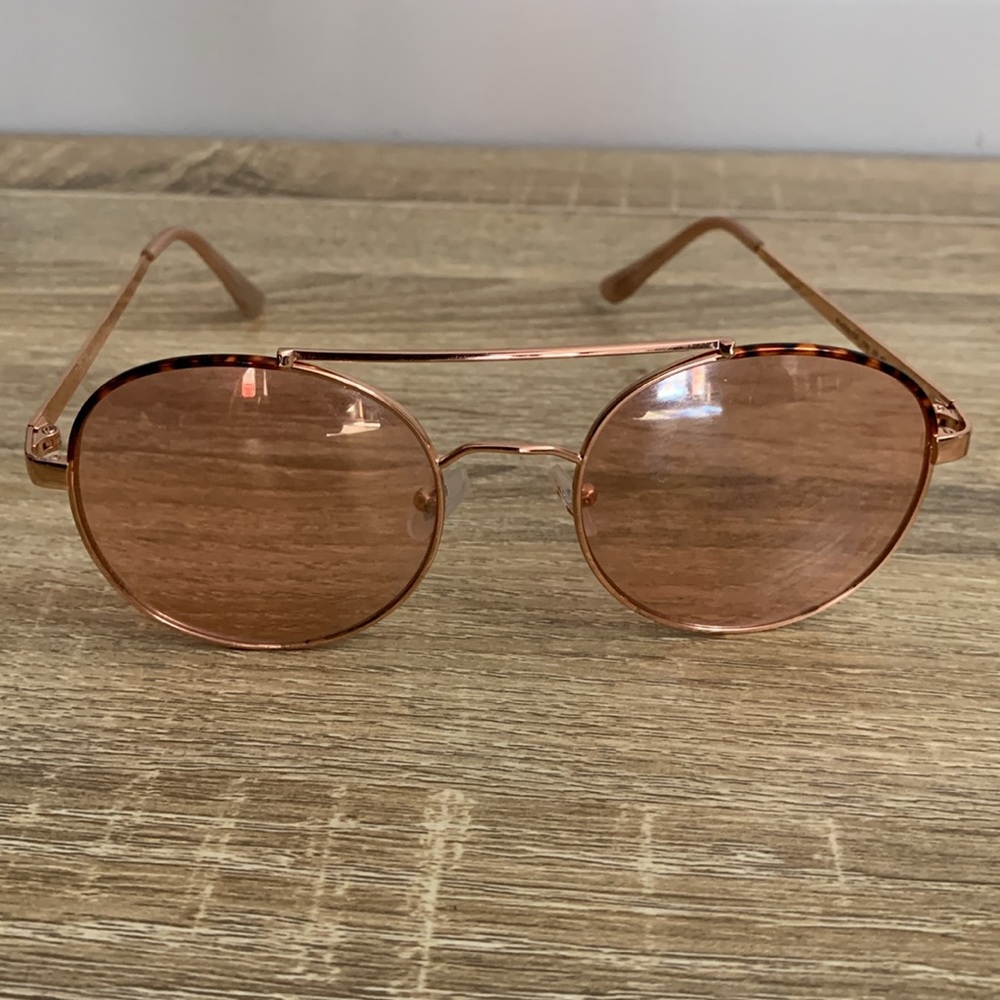 Round Metal Sunglasses in Rose Gold - Women's Accessories